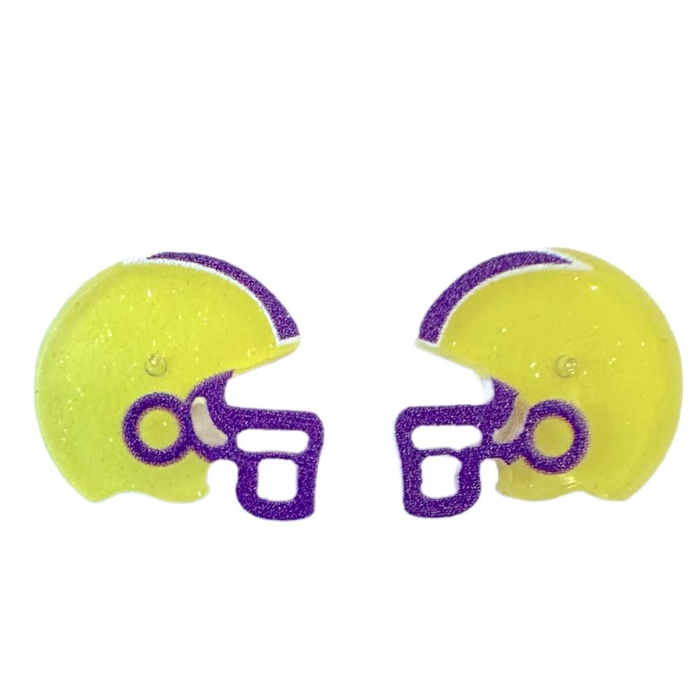 LSU Tigers Yellow & Purple Helmet Earrings
